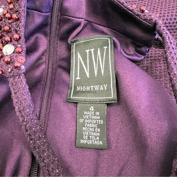 R & M Richards Nightway Glitter-Knit Gown, Size 4 Mulberry - Picture 11 of 16